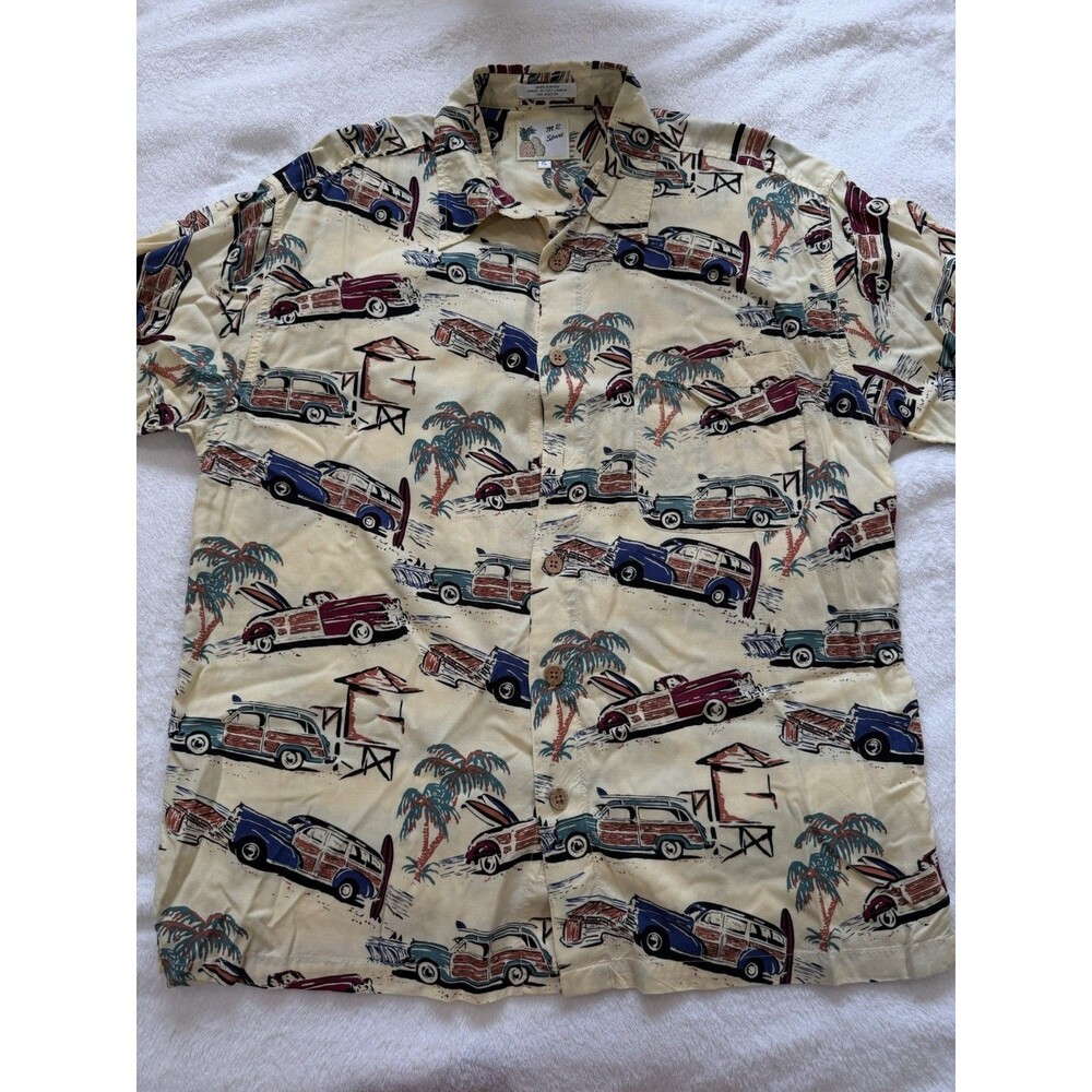 M.E. Sport Men’s Hawaiian Aloha Shirt – Size XL – Woody Car Surf Tropical Print